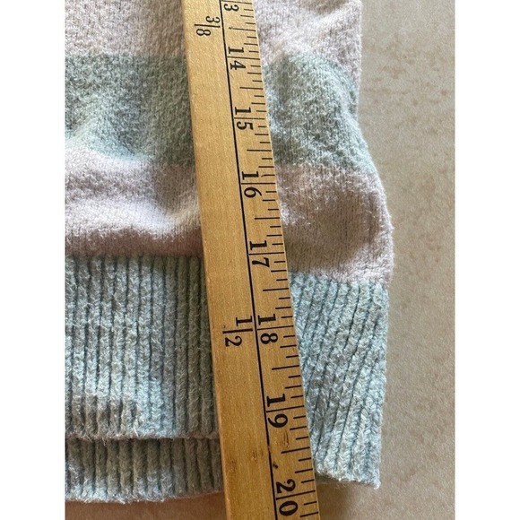 TANYA TAYLOR Maisie V Neck Collared Striped Sweater Drop Shoulder XS Light Blue - Picture 9 of 11